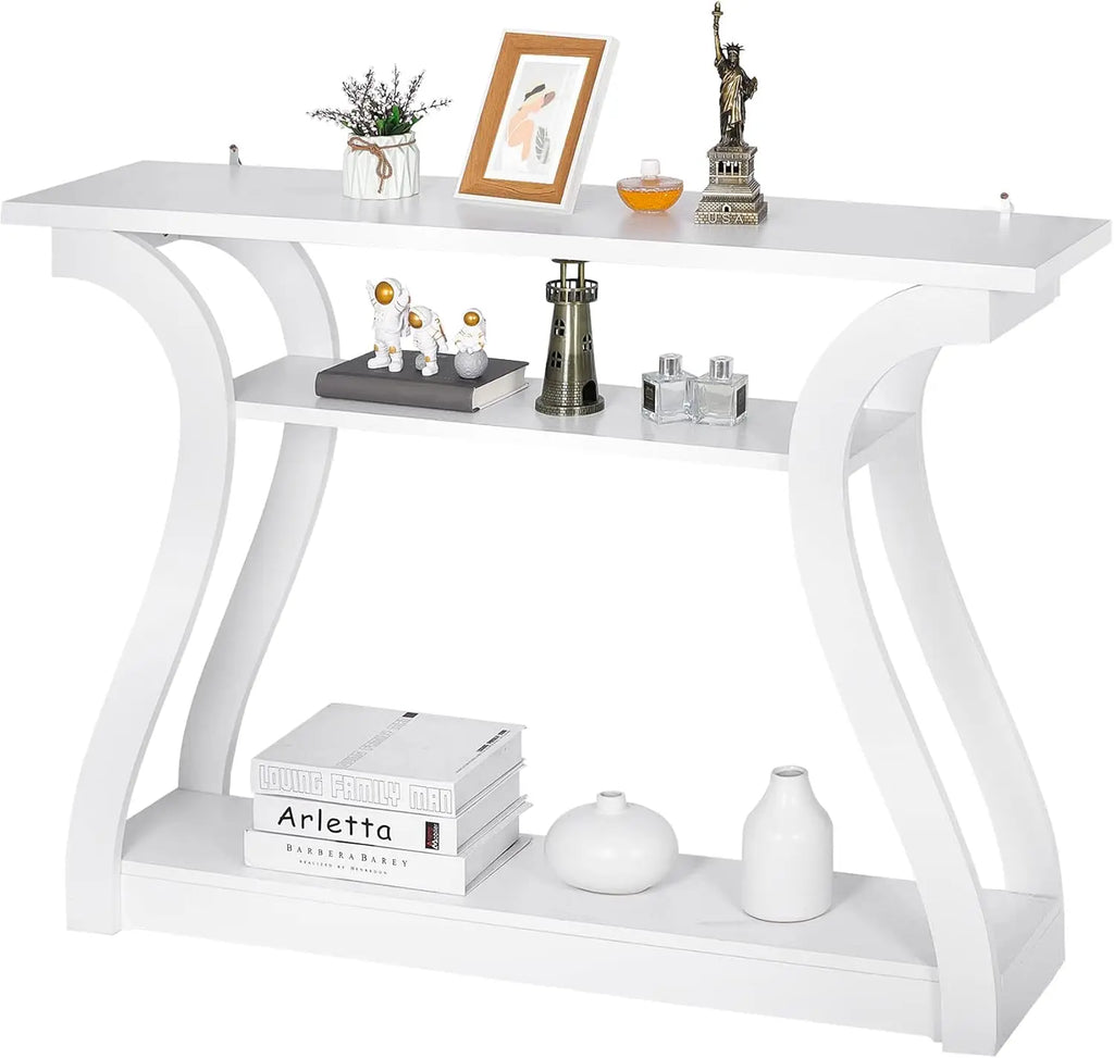 Console Table, Entryway Table with 3 Tier Storage Shelves, Narrow Long Sofa Table for Entryway, Living Room, Hallway, Couch