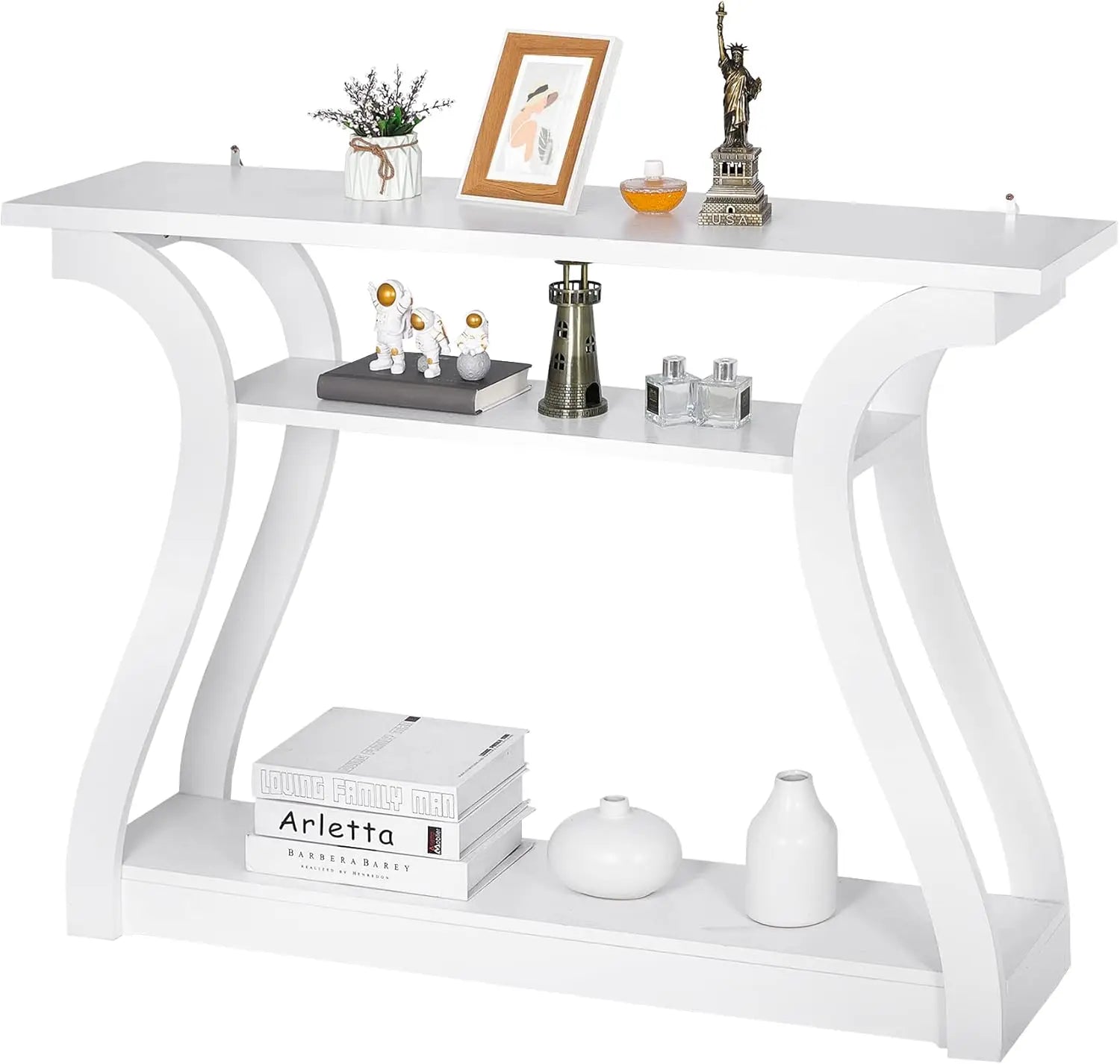 Console Table, Entryway Table with 3 Tier Storage Shelves, Narrow Long Sofa Table for Entryway, Living Room, Hallway, Couch