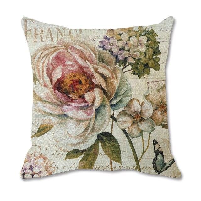 Colorful Flower Cushion Sunflower Rose Decorative Pillow Covers Vintage Pillowcases Square Cushion Cases For Living Room Pillows Decoration