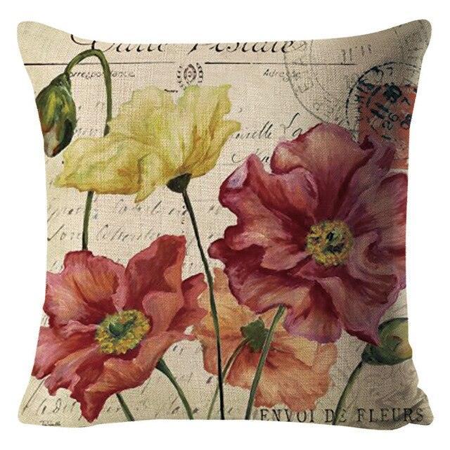 Colorful Flower Cushion Sunflower Rose Decorative Pillow Covers Vintage Pillowcases Square Cushion Cases For Living Room Pillows Decoration