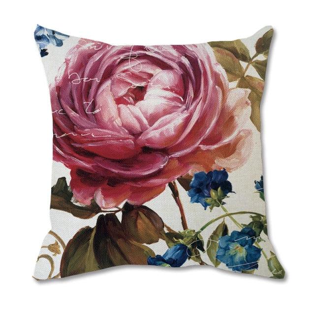 Colorful Flower Cushion Sunflower Rose Decorative Pillow Covers Vintage Pillowcases Square Cushion Cases For Living Room Pillows Decoration