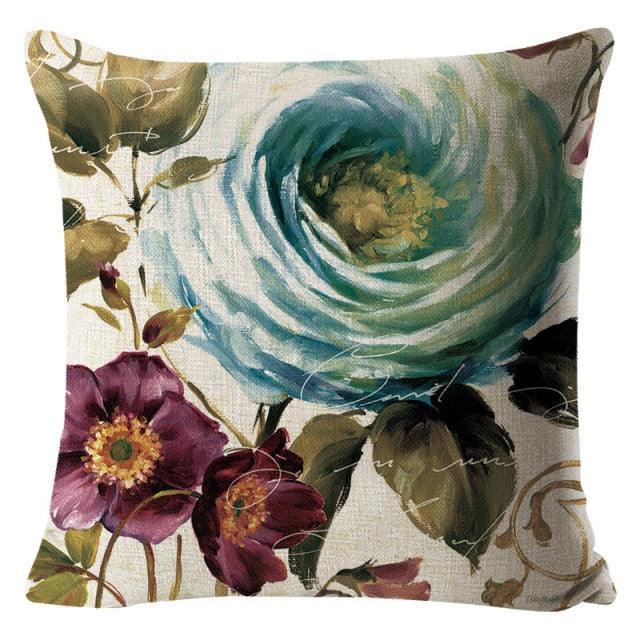 Colorful Flower Cushion Sunflower Rose Decorative Pillow Covers Vintage Pillowcases Square Cushion Cases For Living Room Pillows Decoration