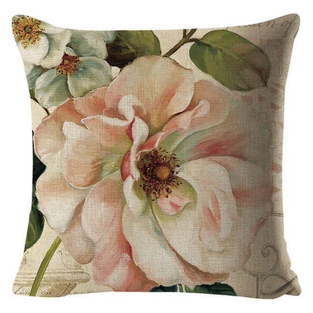 Colorful Flower Cushion Sunflower Rose Decorative Pillow Covers Vintage Pillowcases Square Cushion Cases For Living Room Pillows Decoration