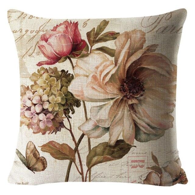 Colorful Flower Cushion Sunflower Rose Decorative Pillow Covers Vintage Pillowcases Square Cushion Cases For Living Room Pillows Decoration