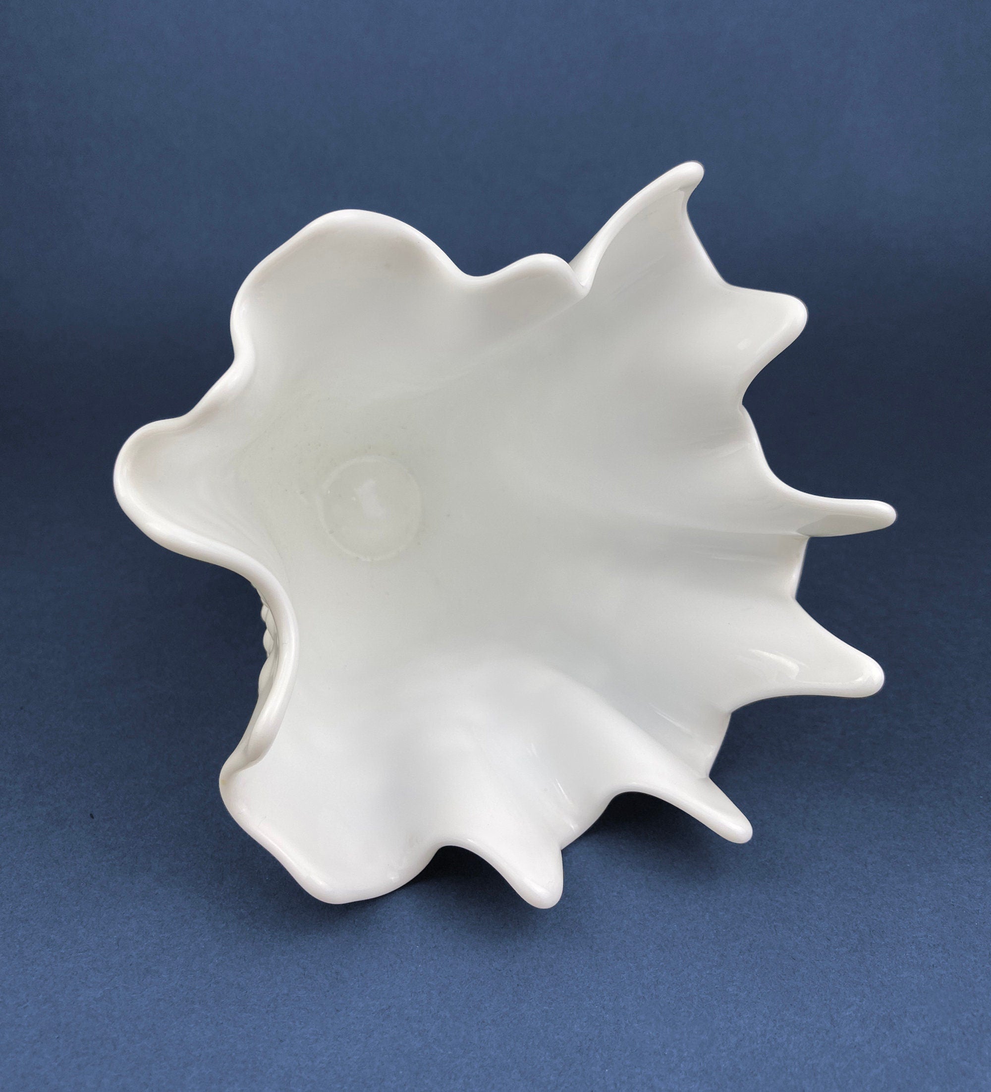 Vintage Milk Glass Splash Vase. Hobnail Vase  with Pinched Edge for Growing Ivy.  Wedding or Home Decor.