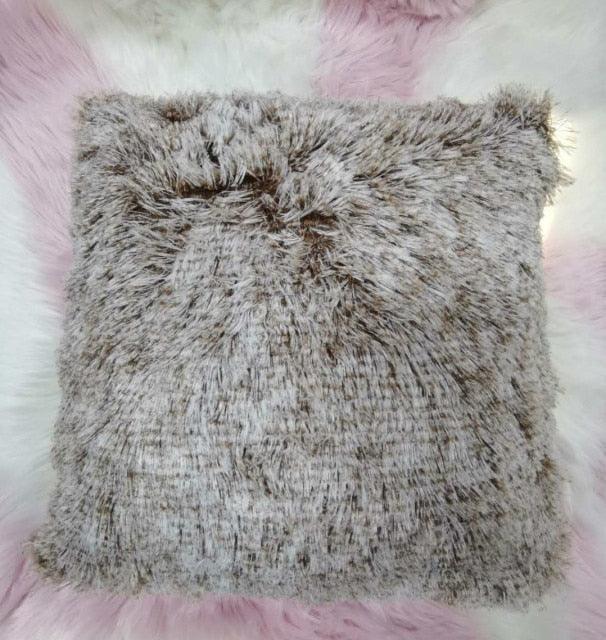 Soft Fur Plush Shaggy Fluffy Pillow Cover Decorative Cushion Covers For Home Living Room Sofa Decor Luxury Faux Fur Throw Pillow Cover Decorative Plush Pillow Case Cushion Cover Shell for Sofa Bedroom Car 43x43cm