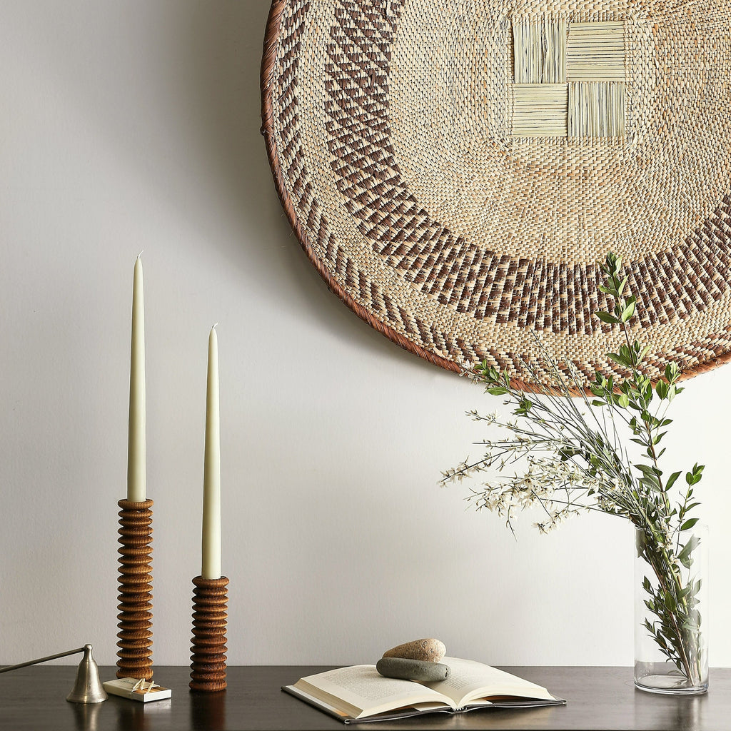 Spiral Pine Modern Wood Candle Candlestick Holder